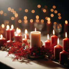 burning red candles  background for social media
