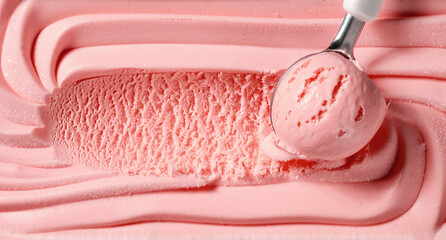 close up of pink ice cream - 675266472