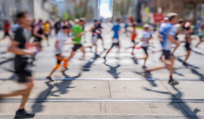 marathon runners in the city