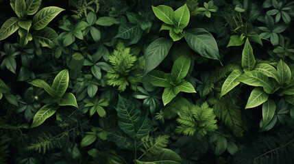 Full frame of green plants in nature - obrazy, fototapety, plakaty