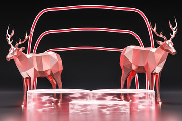 Modern background platform with pink podium.3d rendering crystal modern podium platform. stand show cosmetic product. Stage showcase on pedestal modern 3d studio platform