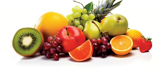 The isolated white background highlights the vibrant colors of the tropical fruit a healthy snack rich in vitamins and perfect for a organic lifestyle and healthy diet Additionally this fru