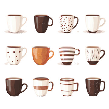 Collection of coffee cups on transparent background PNG