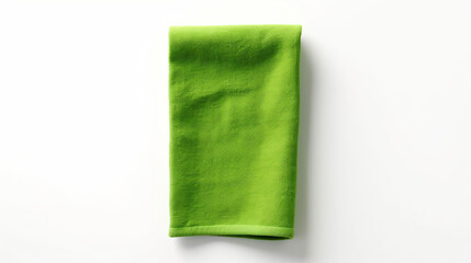 Green cotton kitchen towel isolated on white background