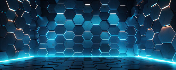 Fototapeta na wymiar Room or interior from furistic blocks. Future design of rooms.