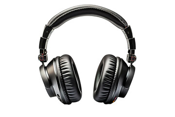 Fototapeta na wymiar Professional headphones with leather shower and metal fasteners. Quality headphones isolated on a Transparent background. Generative AI