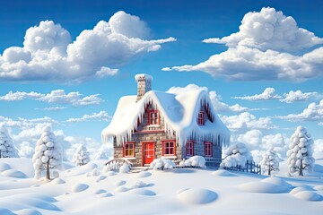 santa claus house on north pole illustration
