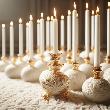 white candles in church background for social media banners