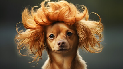 Naklejka premium Fashionable Dog with Stylish Blonde Hair