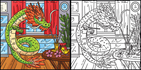 Year of the Dragon Lighting Incense Illustration