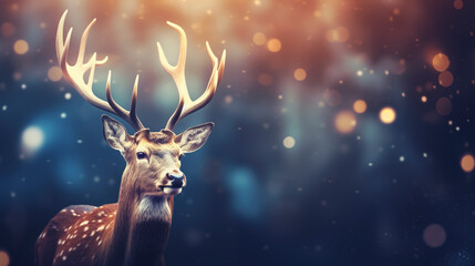 
Deer with bokeh lights in the background.