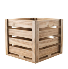 Empty Wooden Crate. Front View. Ai Generative