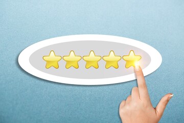 Customer satisfaction with golden star rating.