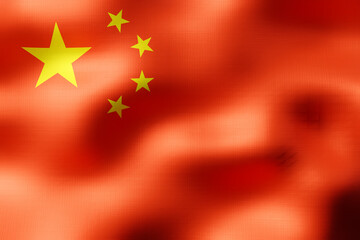 China - textile flag - 3d illustration