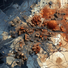 Urban Tapestry: Aerial View of a City and its Surrounding Landscape