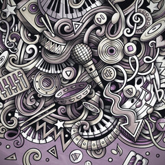 Music vector doodles illustration. Musical frame design