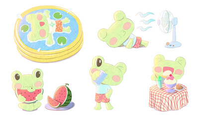 set of frog character