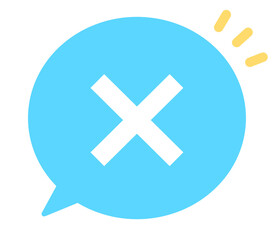 シンプルな水色のバツマークの吹き出し