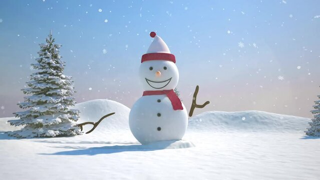 Animated Snowman with a wish for having a Merry Christmas 