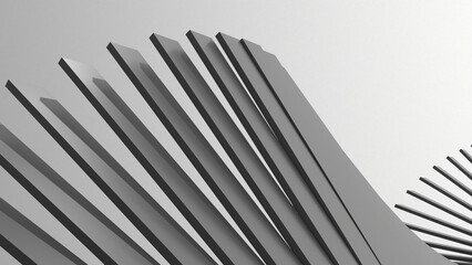 3D grayscale rendering of geometric abstract structure. A simple, minimal, and modern or contemporary background or wallpaper