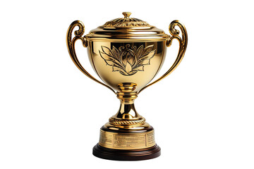Fototapeta na wymiar Gold trophy for champion cup isolated on a Transparent background. Generative AI
