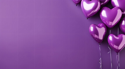 Heart sharp Purple balloons copy space