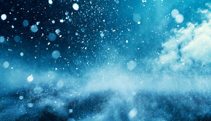 Arrière-plan de neige, glace, givre et nuages. Concept frais, froid et gelé.