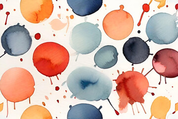 Colored circles and splashes of watercolor paint. Abstract background. Vintage and antique art concept.