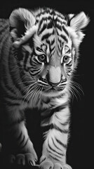 Innocence in Stripes: A Young Tiger Cub's Portrait