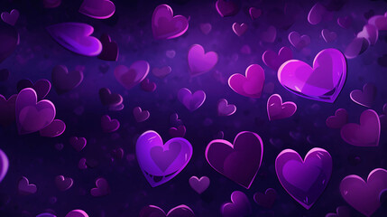 Pink and Purple Heart Symbol Cluster Background