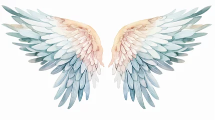 Fotobehang Watercolor angel wings isolated on a white background. © Riya