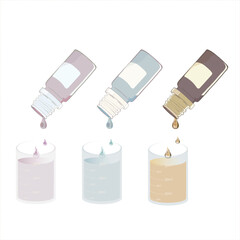 ビーカーと瓶・オイルの瓶・精油の瓶