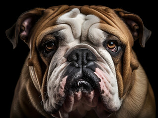 English Bulldog with Iconic Wrinkled Face, wildlife, Generative AI