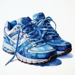 watercolor Athletic Shoe clipart, Generative Ai