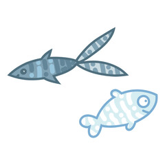 Hand drawn art illustration of fishes