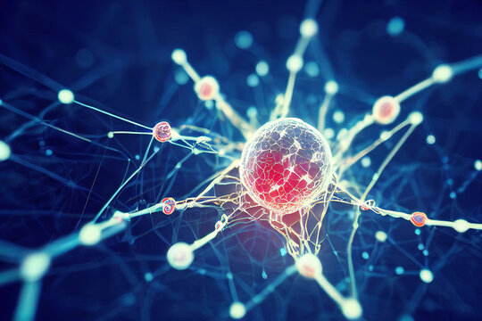 The cosmic ballet of neural wonders. Radiant neural globe in the enigmatic abyss