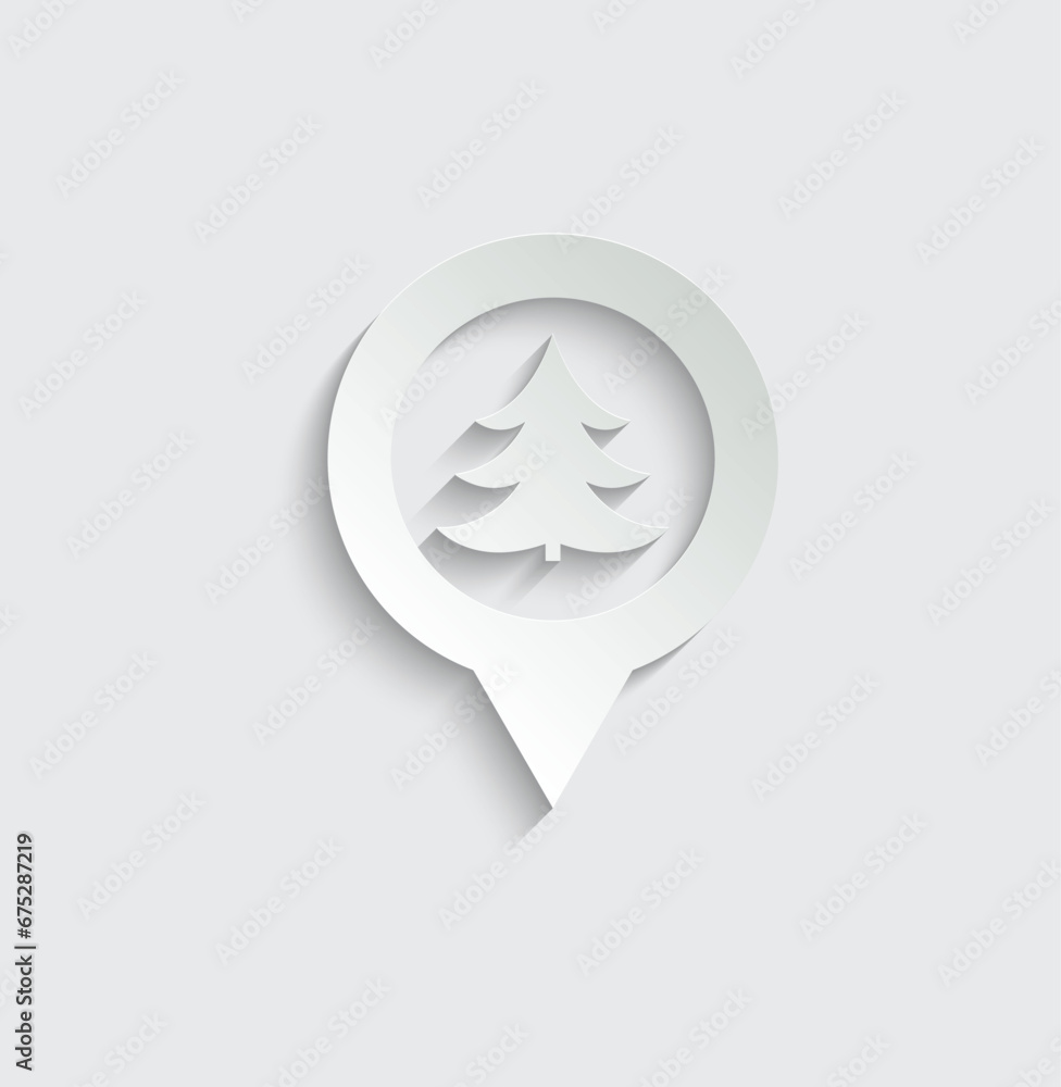 Poster map pointer with trees icon christmas tree forest sign