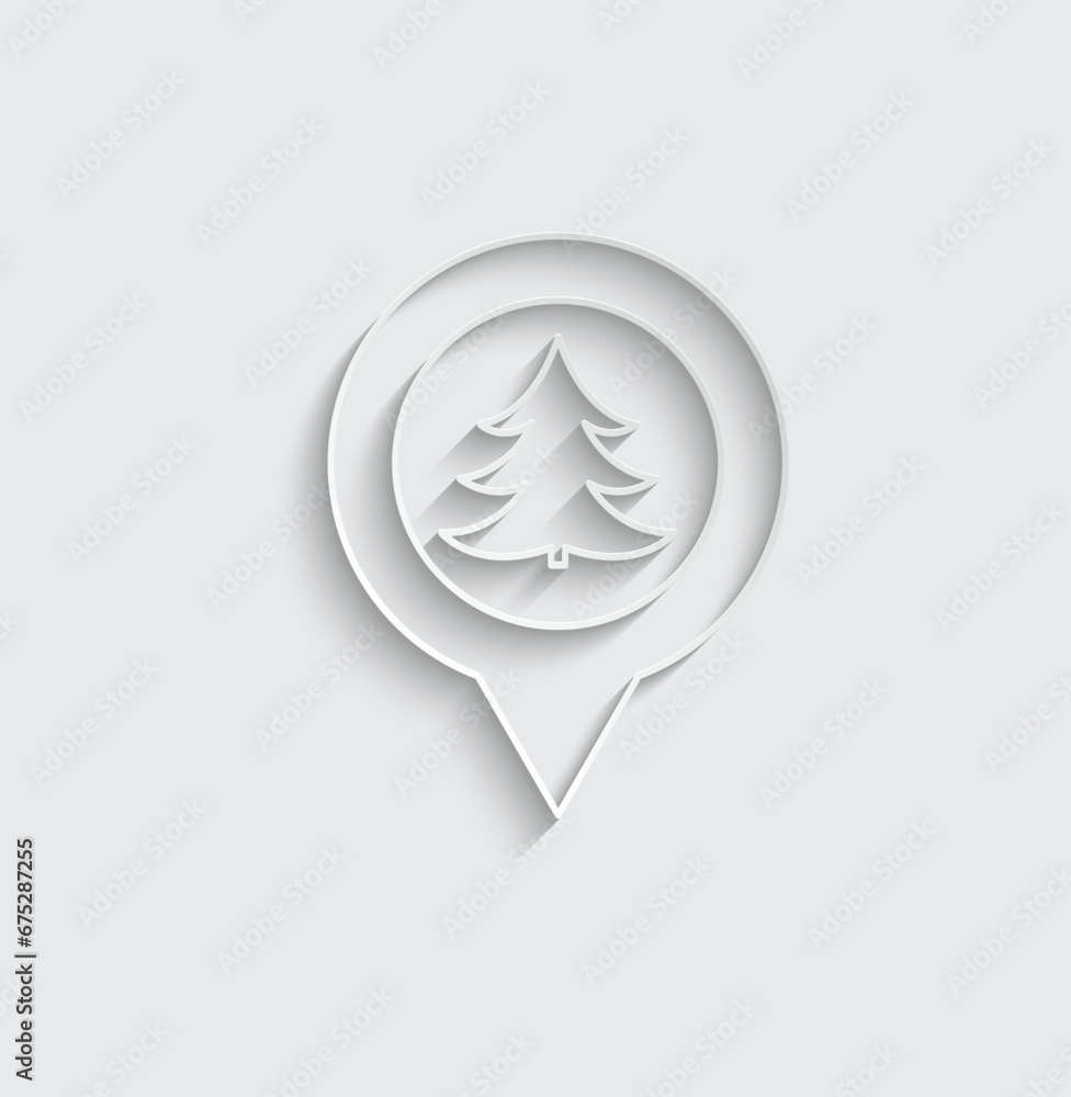 Poster map pointer with trees icon christmas tree forest sign