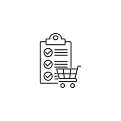 shopping cart icon with  shopping list vector sign order icon