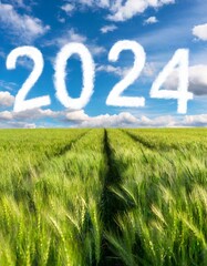 Number of the year 2024 in a cereal field.