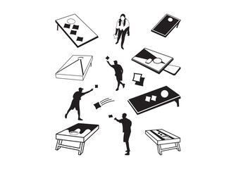 Cornhole vector bundle, Cornhole clipart, Cornhole silhouette.	
