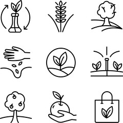 Farmer icons set. Outline set of farmer vector icons for web design isolated on white