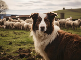 Loyal English Shepherd Guarding the Farm, wildlife, Generative AI