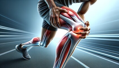 Runner's Knee Pain Highlighting Knee Anatomy
 - obrazy, fototapety, plakaty