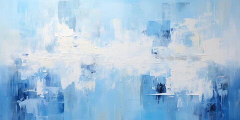 Abstrakcyjny obraz z odcieniami bieli i niebieskiego. 