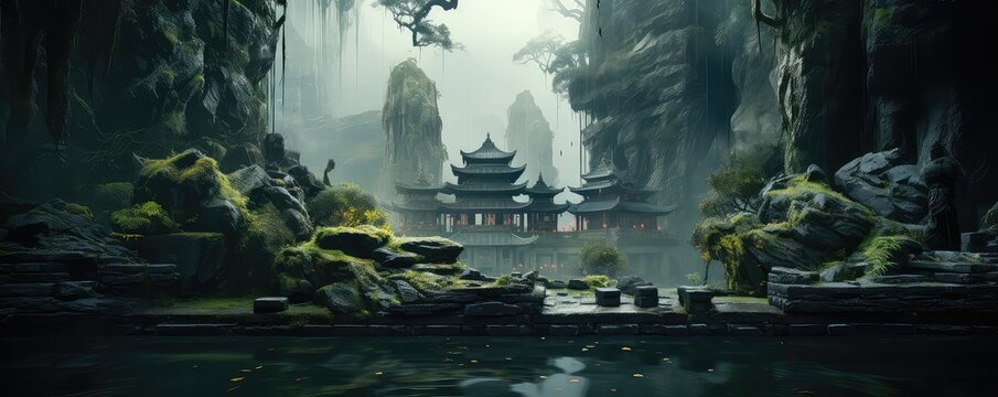 Starożytna azjatycka świątynia. 