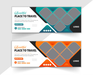Travel banner design tourism agency, travel social media Facebook cover template, Modern Design.
