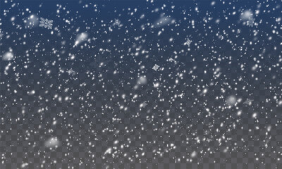 Snowfall Backdrop: Winter Christmas Scenery with Falling Snowflakes. Vector Illustration.