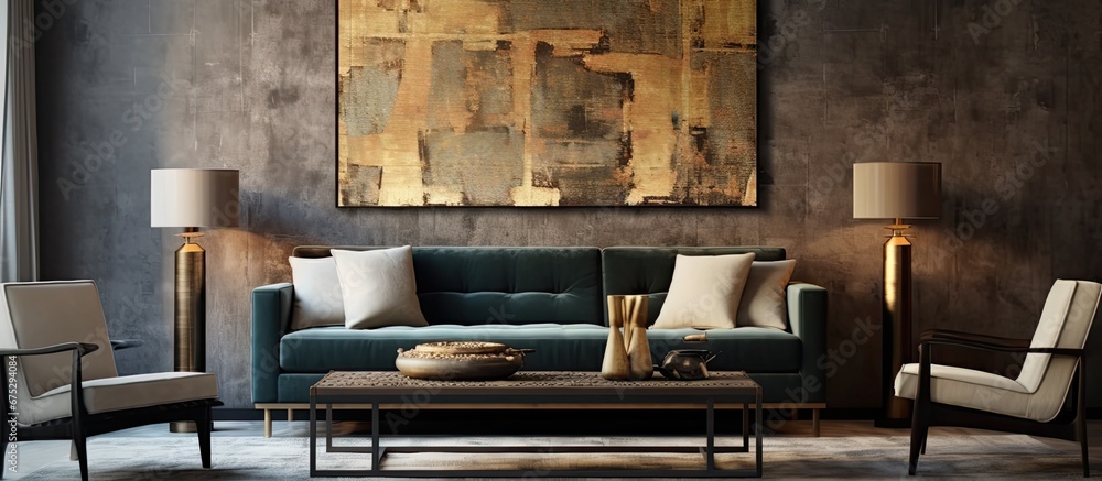 Poster the vintage inspired abstract pattern with a textured finish and a delicate play of light adds depth
