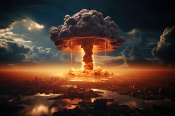 Nuclear bomb explosion.